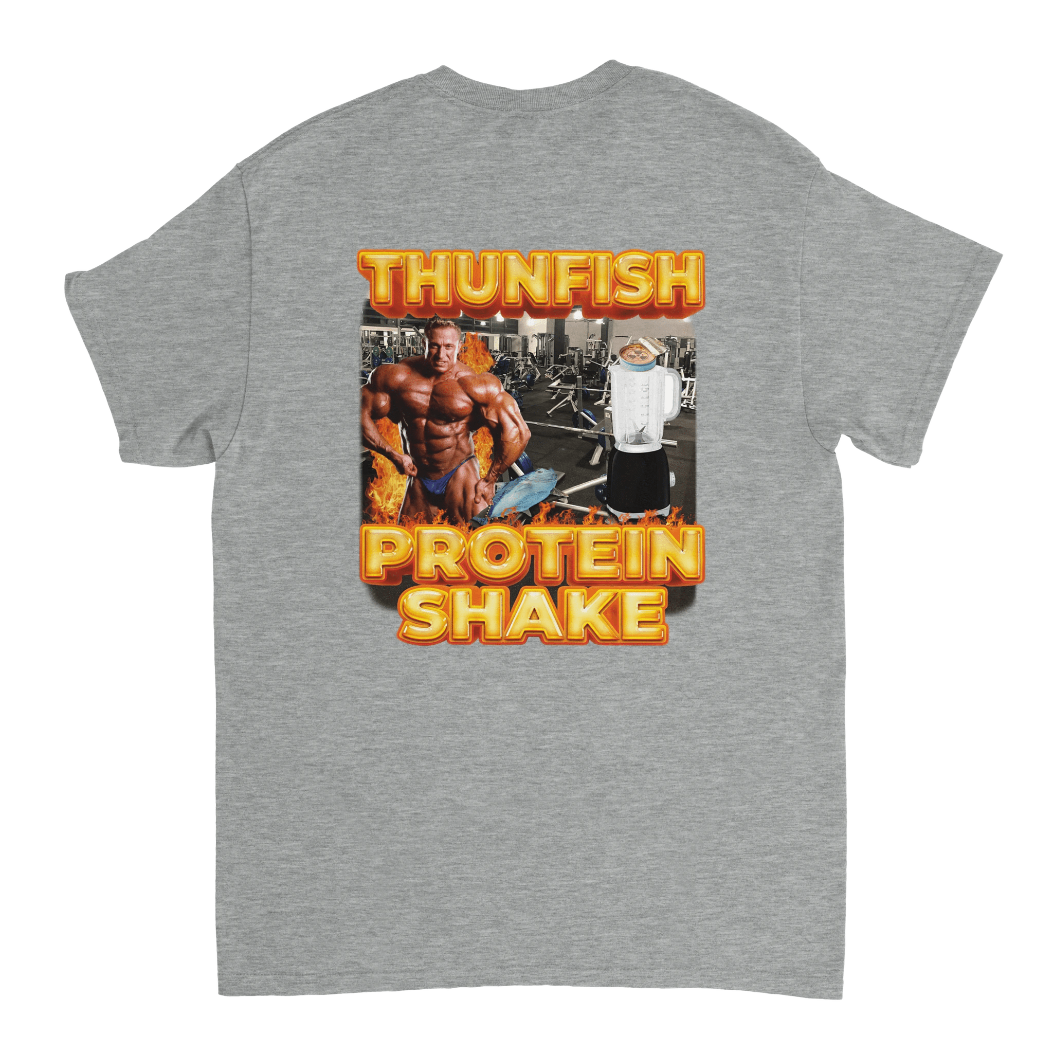 THUNFISCH PROTEINSHAKE BACKPRINT T - SHIRT - LetztesHemd