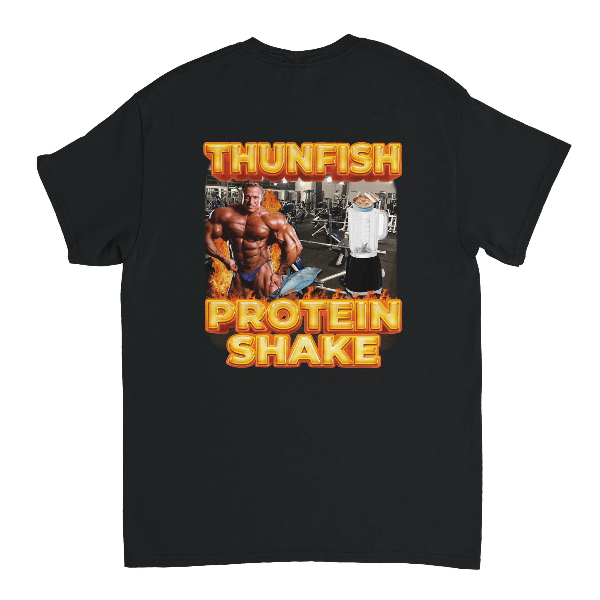 THUNFISCH PROTEINSHAKE BACKPRINT T - SHIRT - LetztesHemd