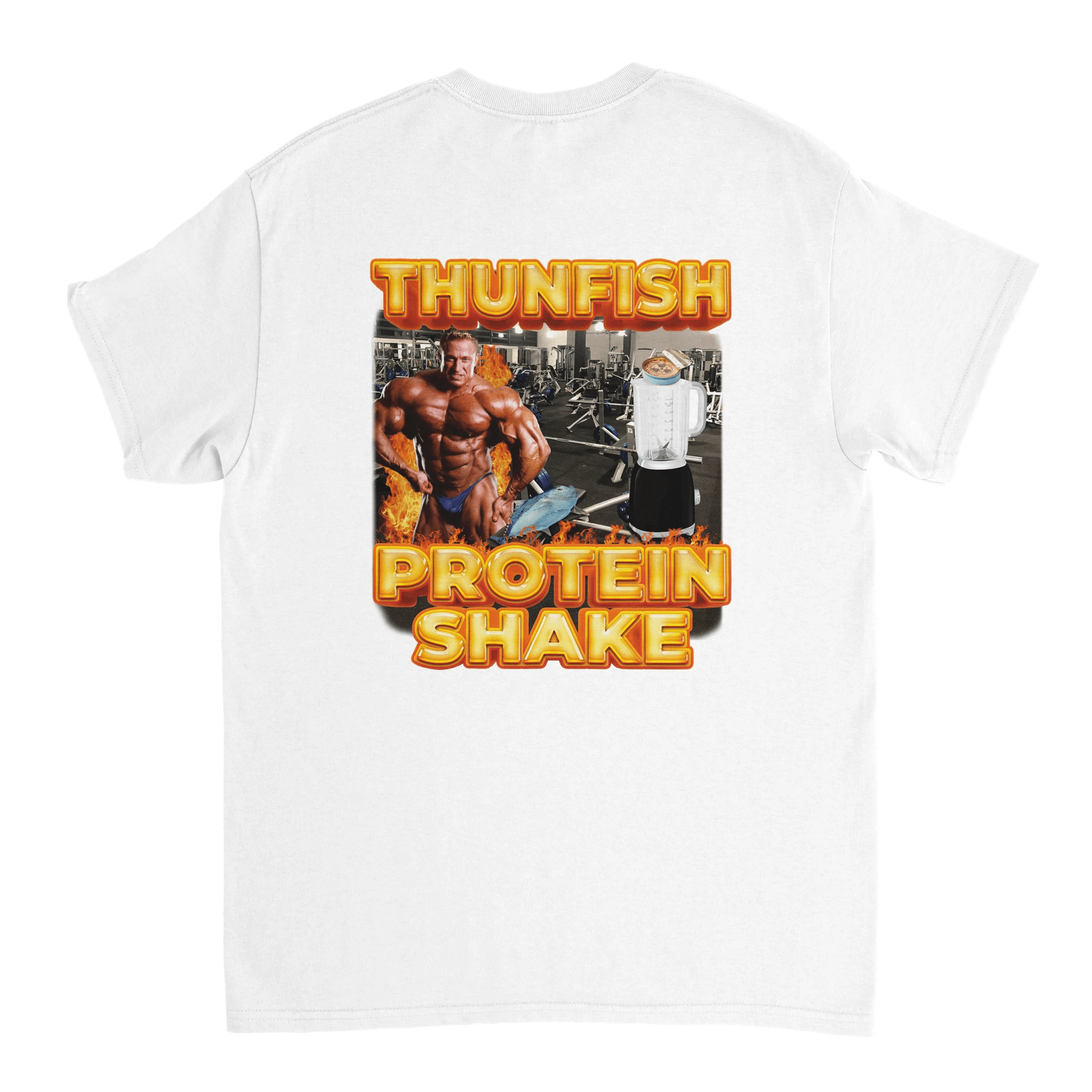 THUNFISCH PROTEINSHAKE BACKPRINT T - SHIRT - LetztesHemd